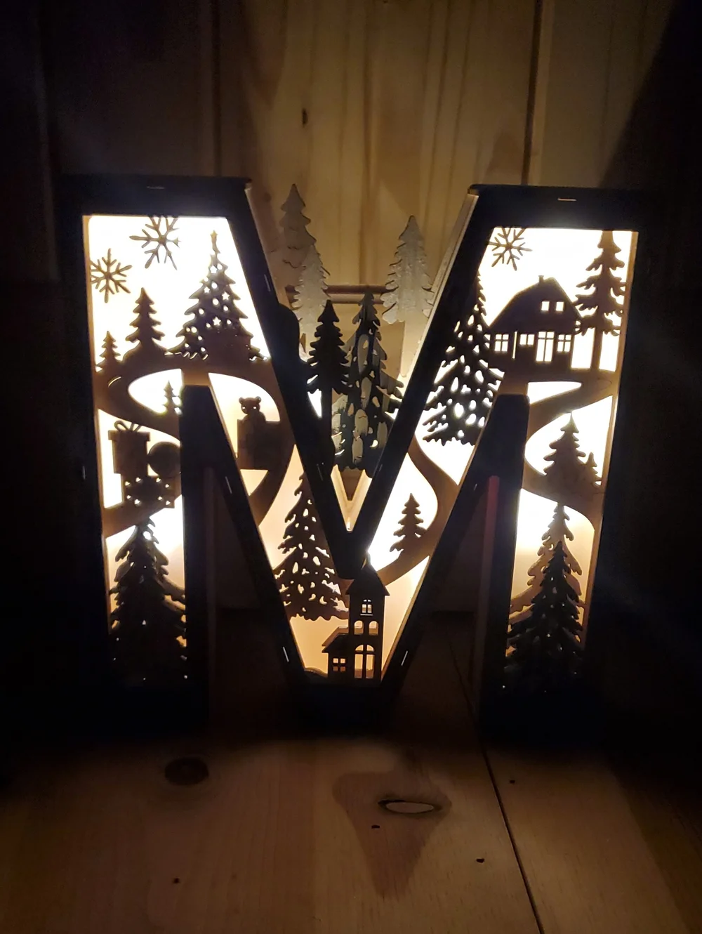 Anthropologie Wooden Light Up Letter M